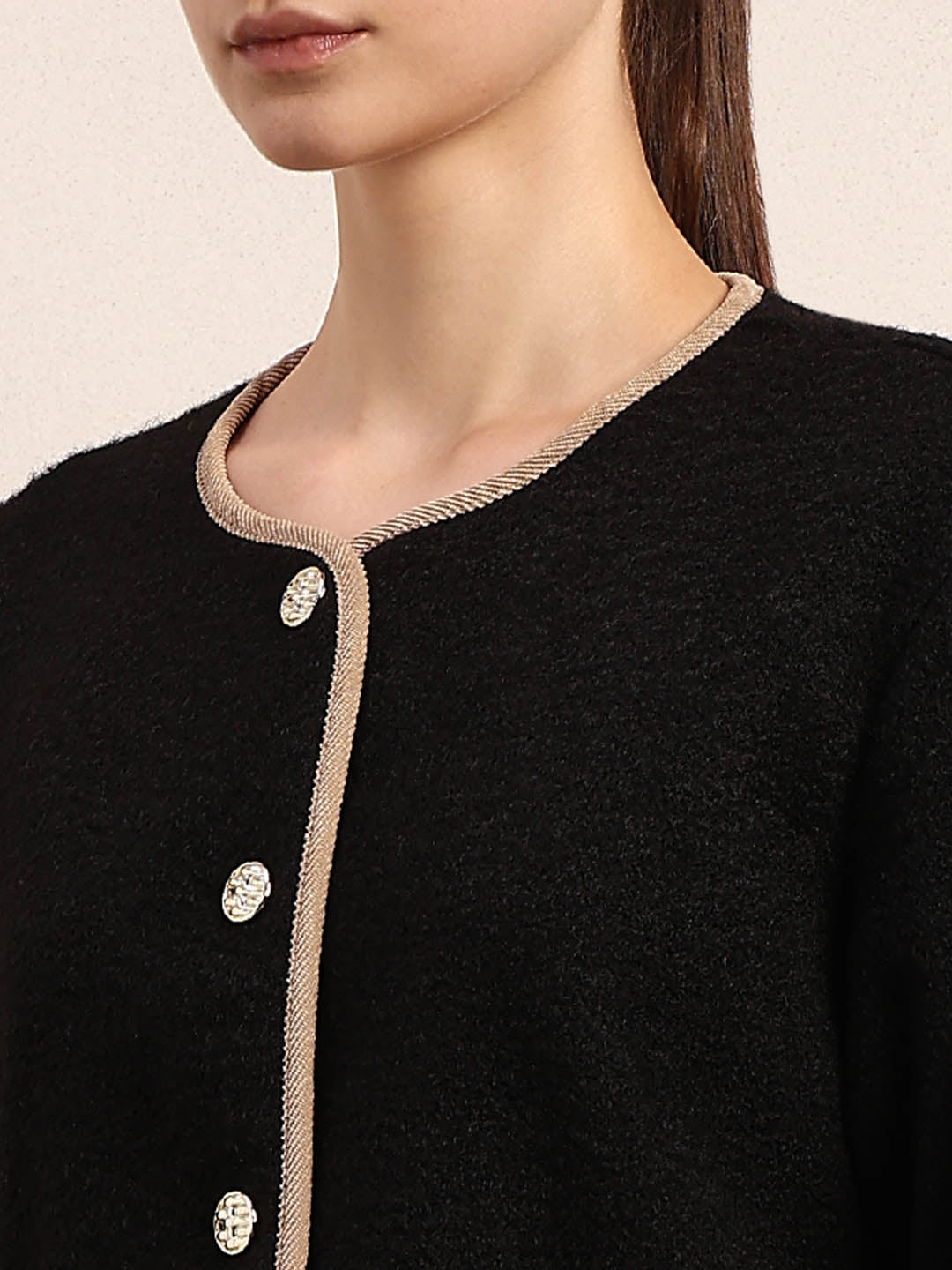 Black Contrast Trim Short Jacket