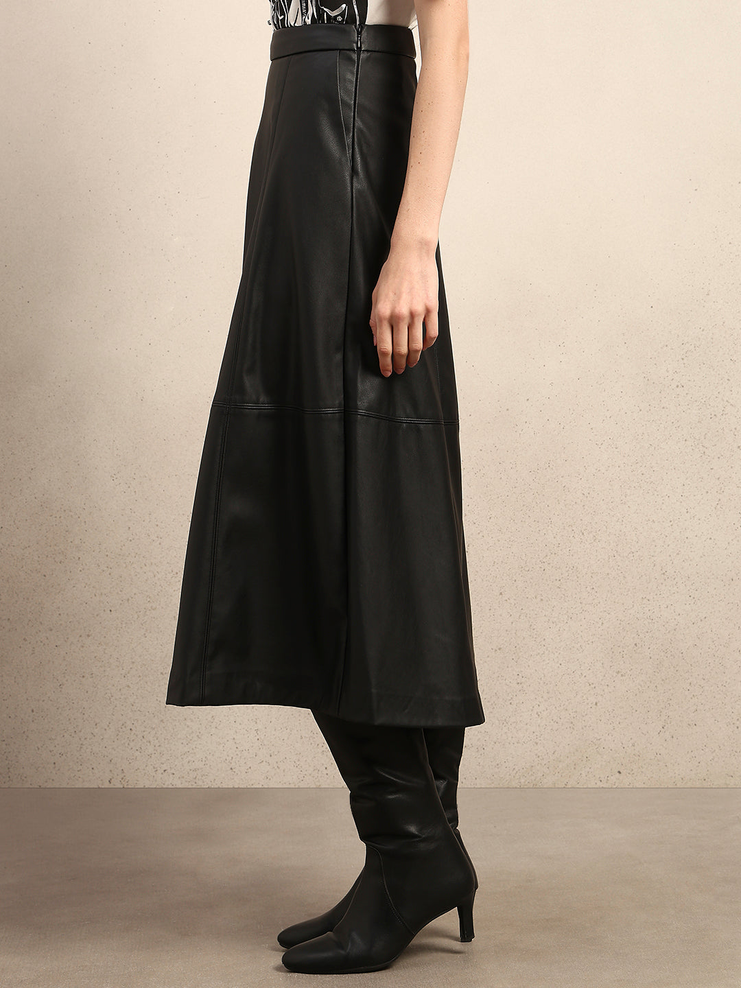 Faux Leather High Rise Skirt - Black