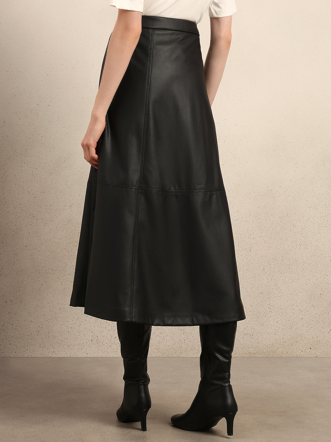 Faux Leather High Rise Skirt - Black