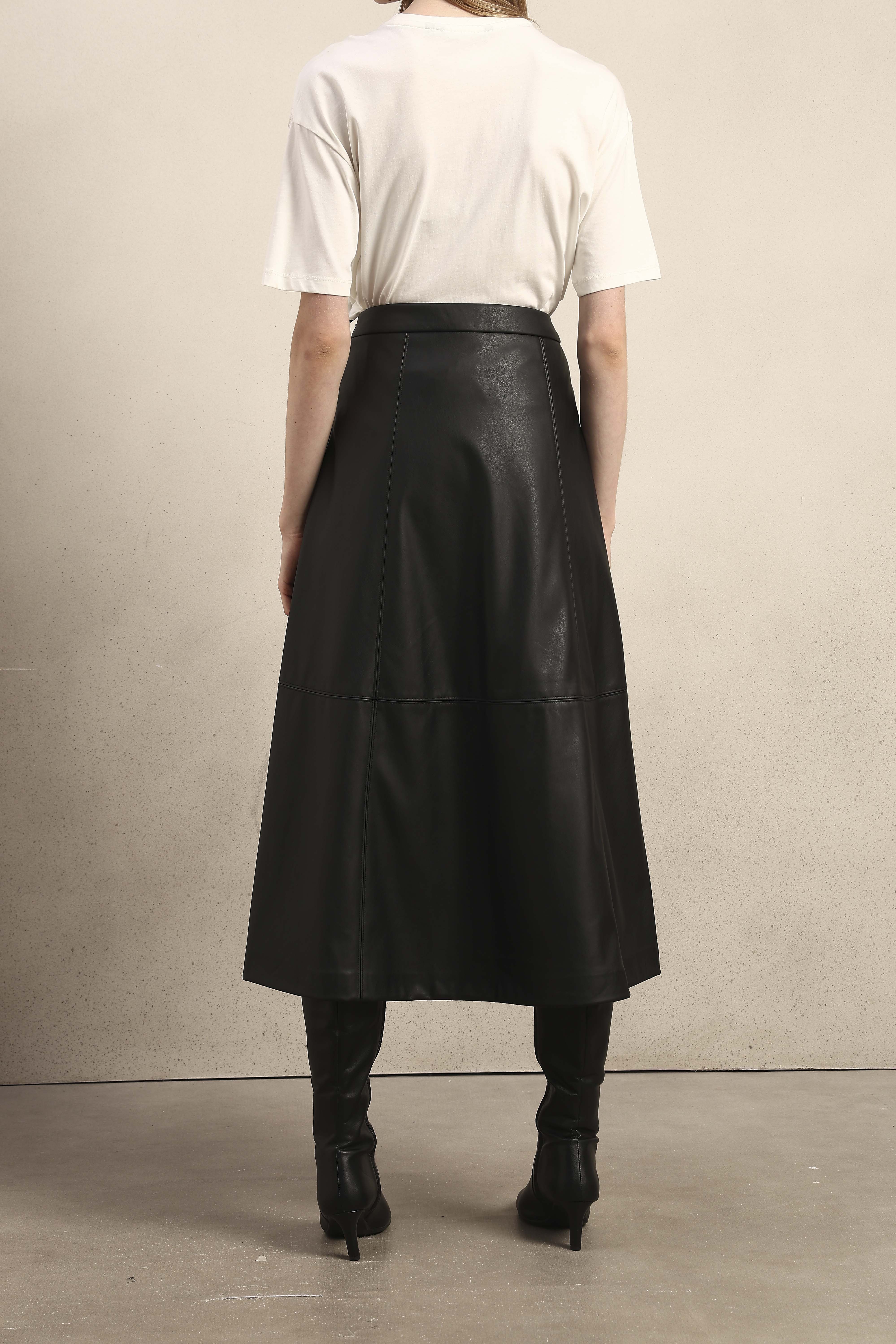 Faux Leather High Rise Skirt - Black