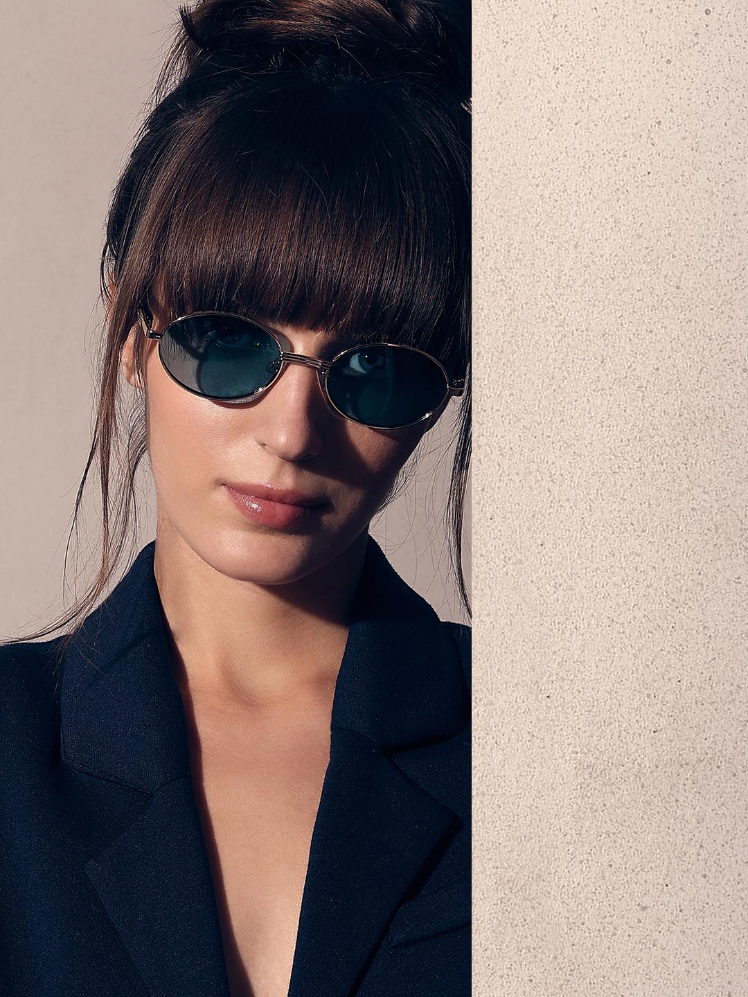 Blue Metal Frame Oval Sunglasses