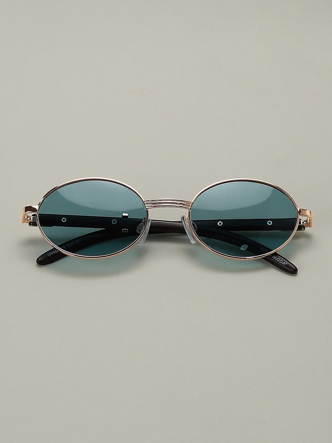 Blue Metal Frame Oval Sunglasses