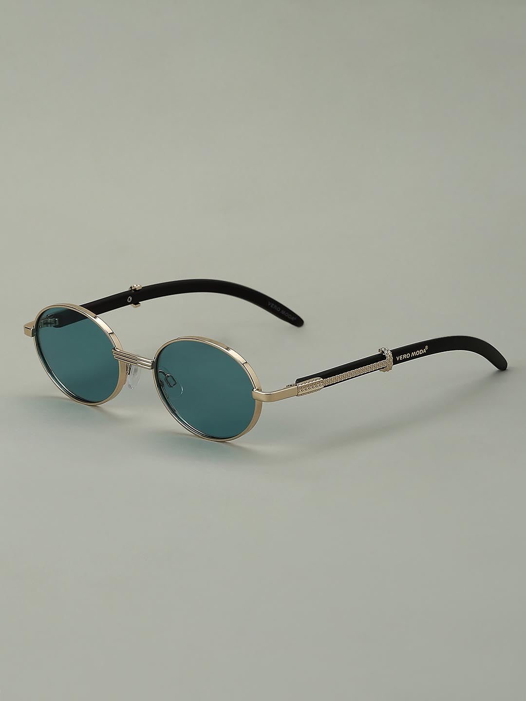 Blue Metal Frame Oval Sunglasses