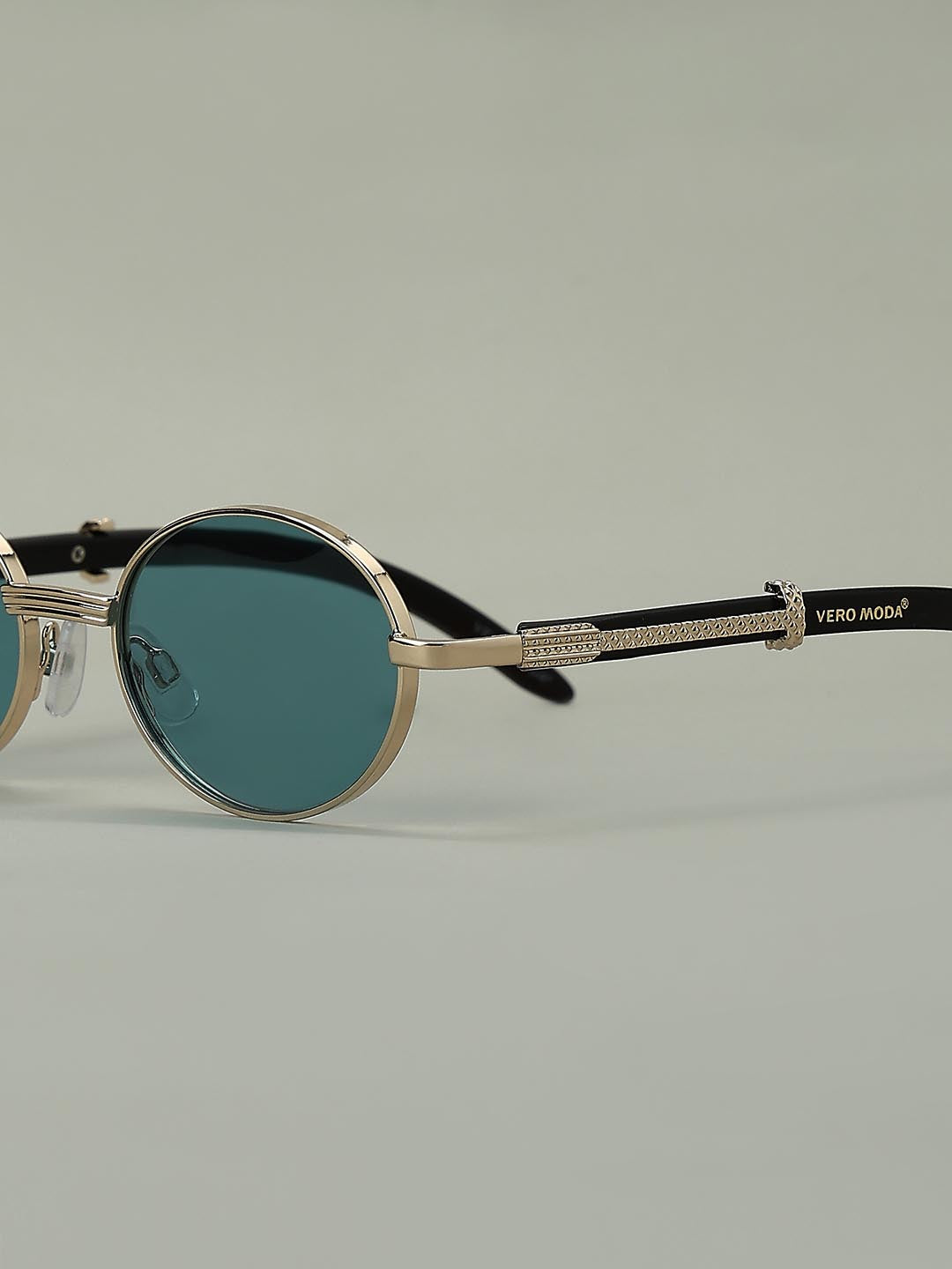 Blue Metal Frame Oval Sunglasses
