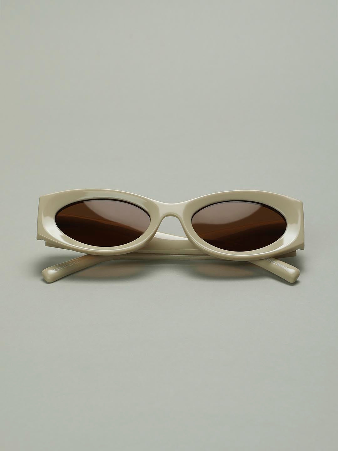 Cream Oval Framed Sunglasses