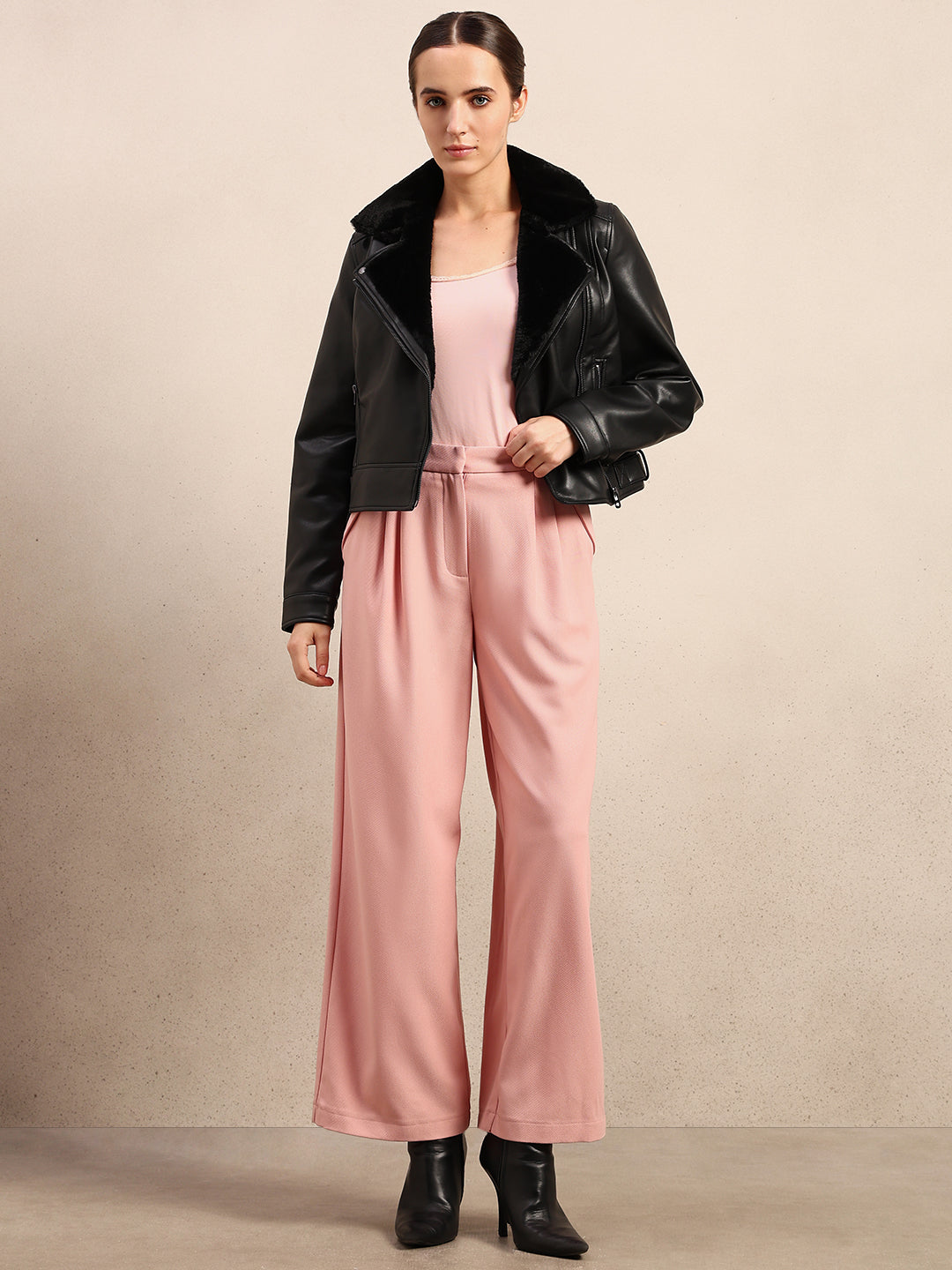 Black Coated Biker Jacket