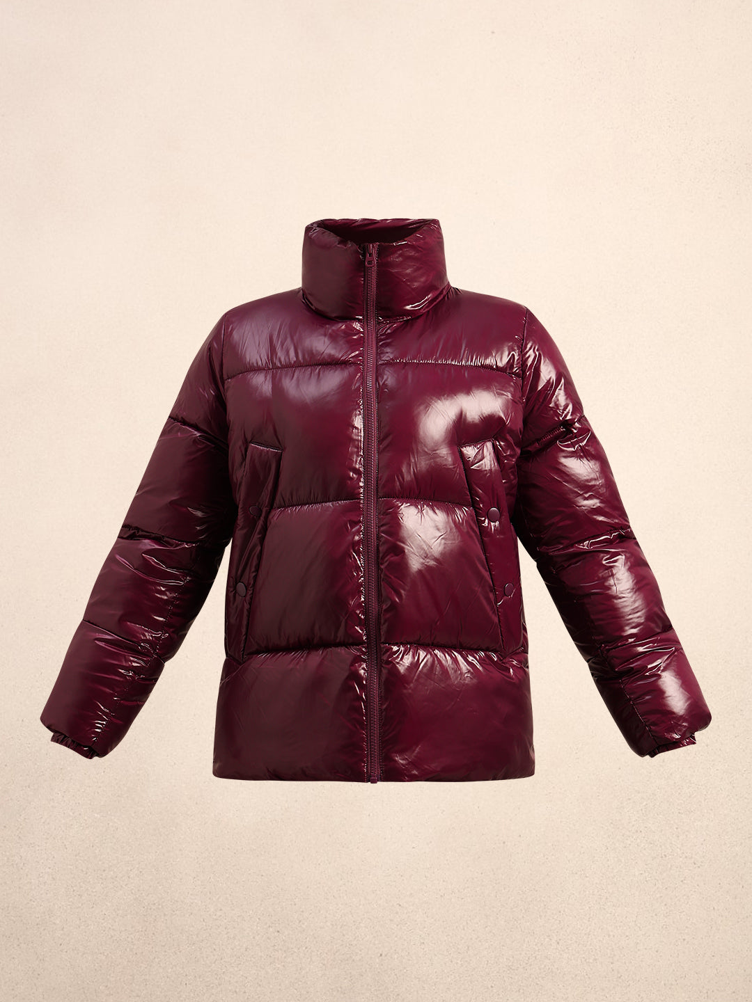 Maroon Short Puffer Jacket