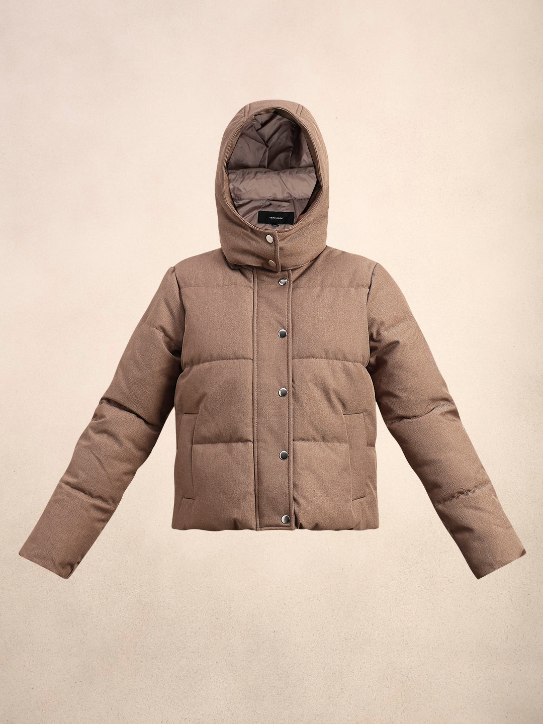 Taupe Hooded Puffer Jacket