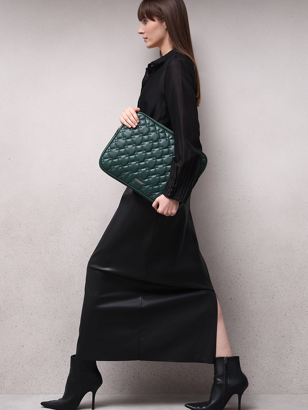 Green Sew Detail Laptop Sleeve