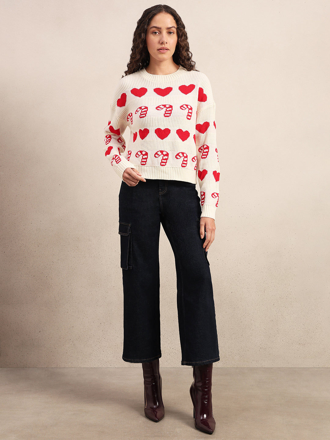 Printed O-Neck Pullover