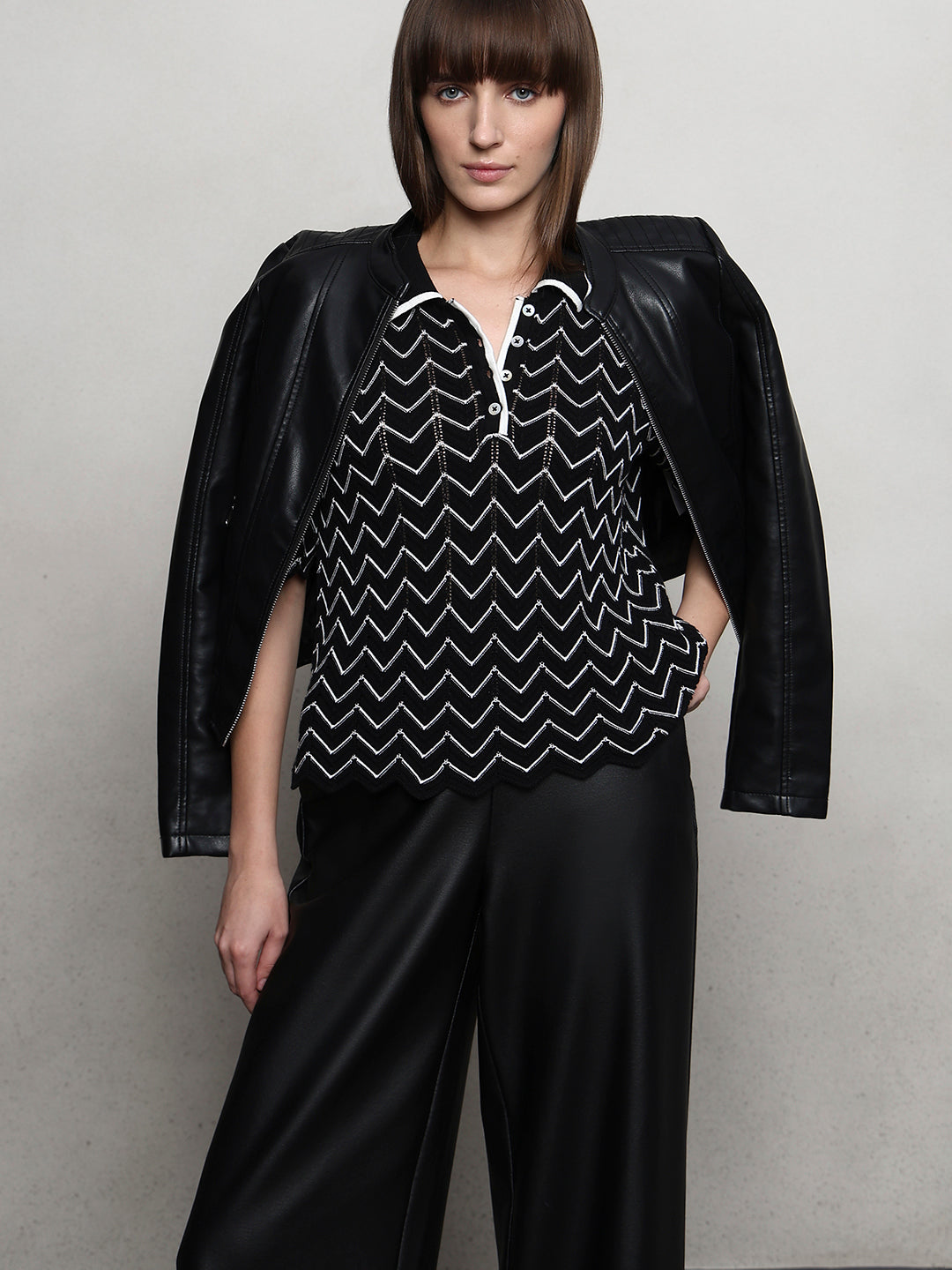 Chevron Printed Knitted Polo