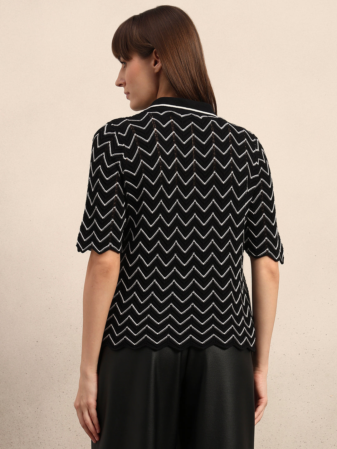 Chevron Printed Knitted Polo