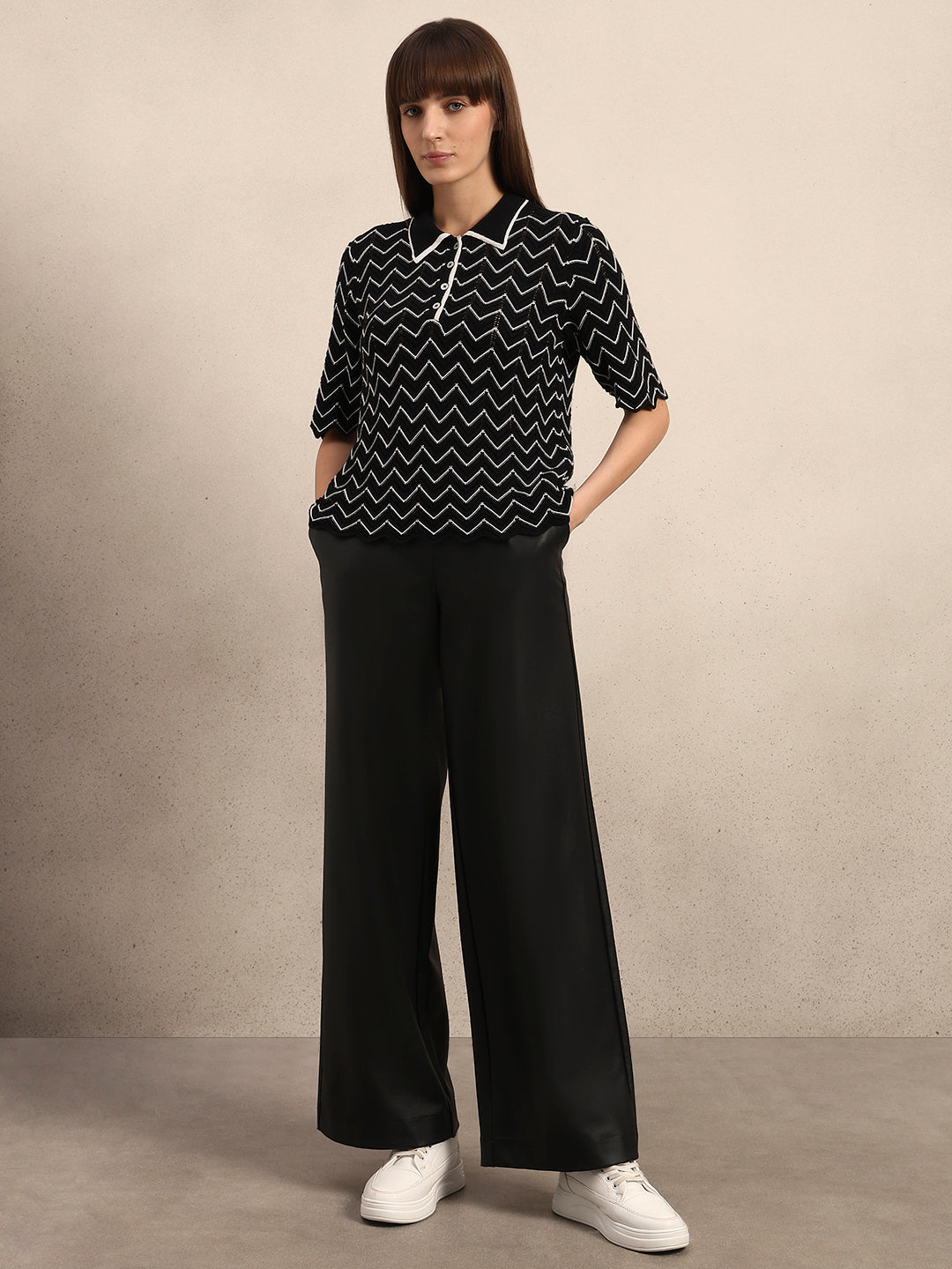 Chevron Printed Knitted Polo