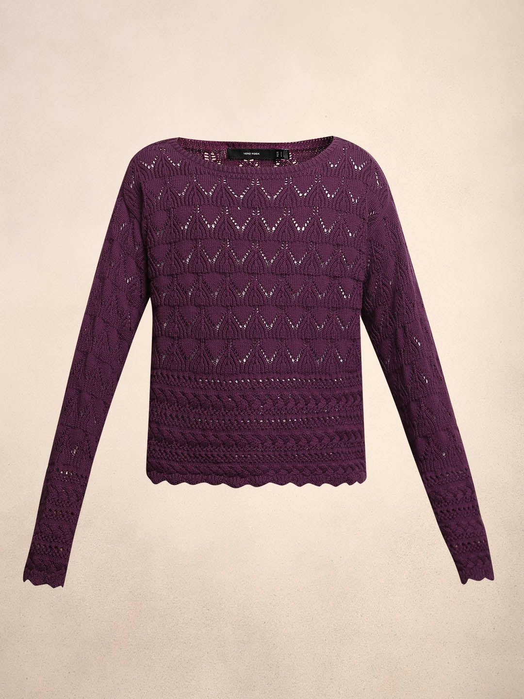 Dark Purple Open-Knit Pullover