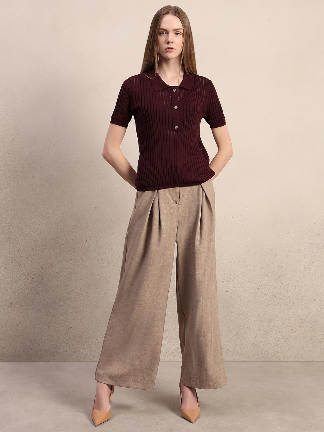 Burgundy Knitted Polo