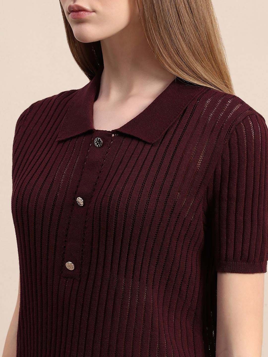 Burgundy Knitted Polo
