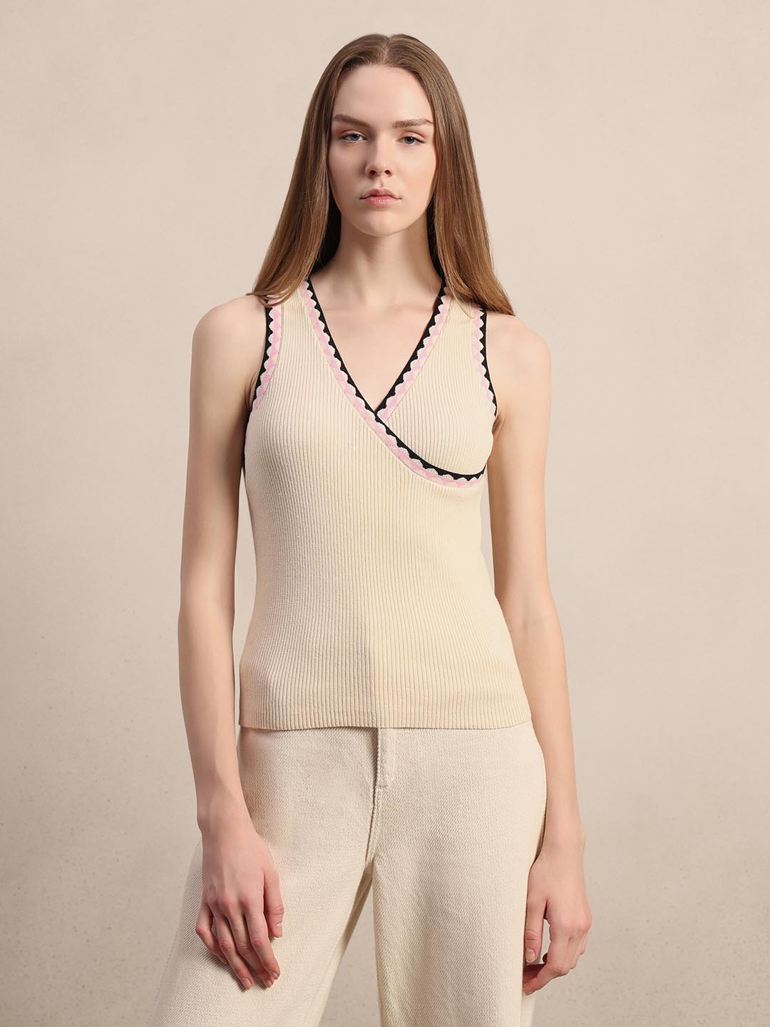 Ecru Sleeveless Knit Top