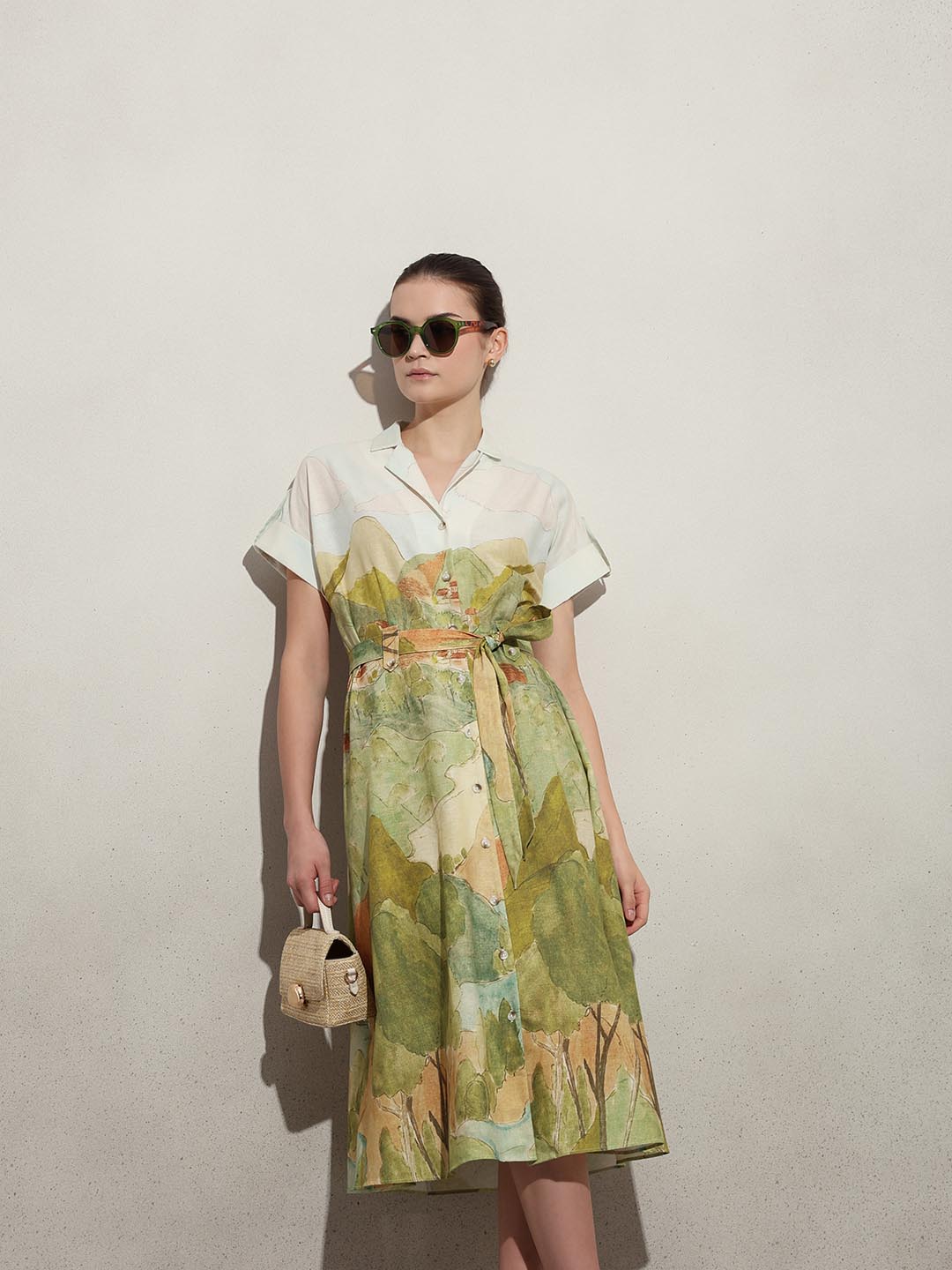 Off-White Landscape Printed Dress