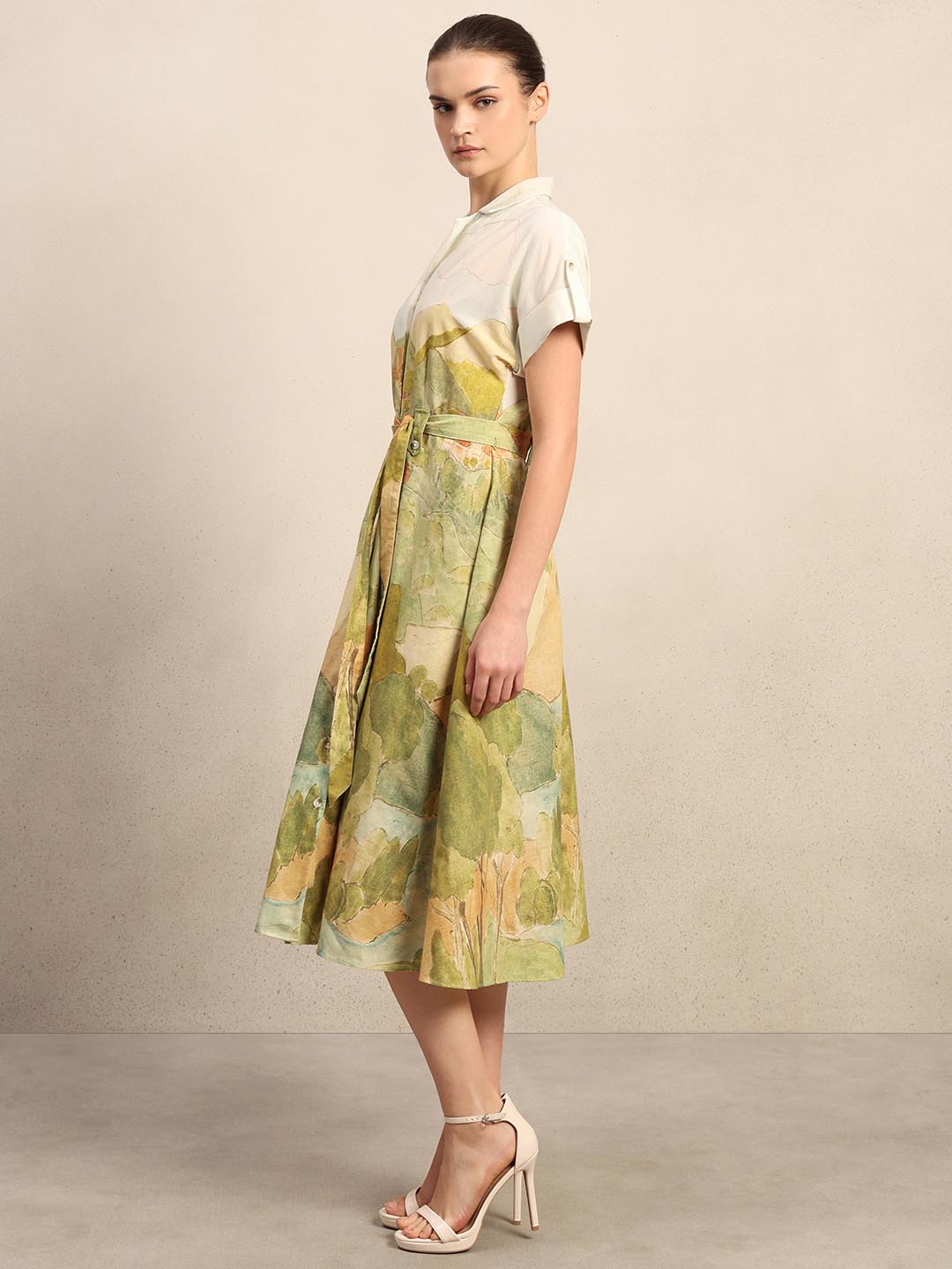 Off-White Landscape Printed Dress