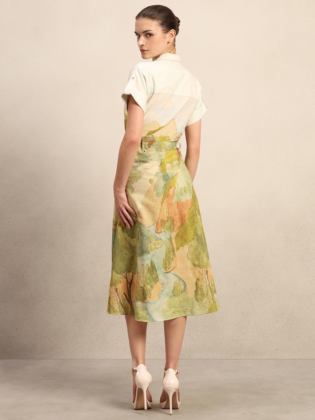 Off-White Landscape Printed Dress