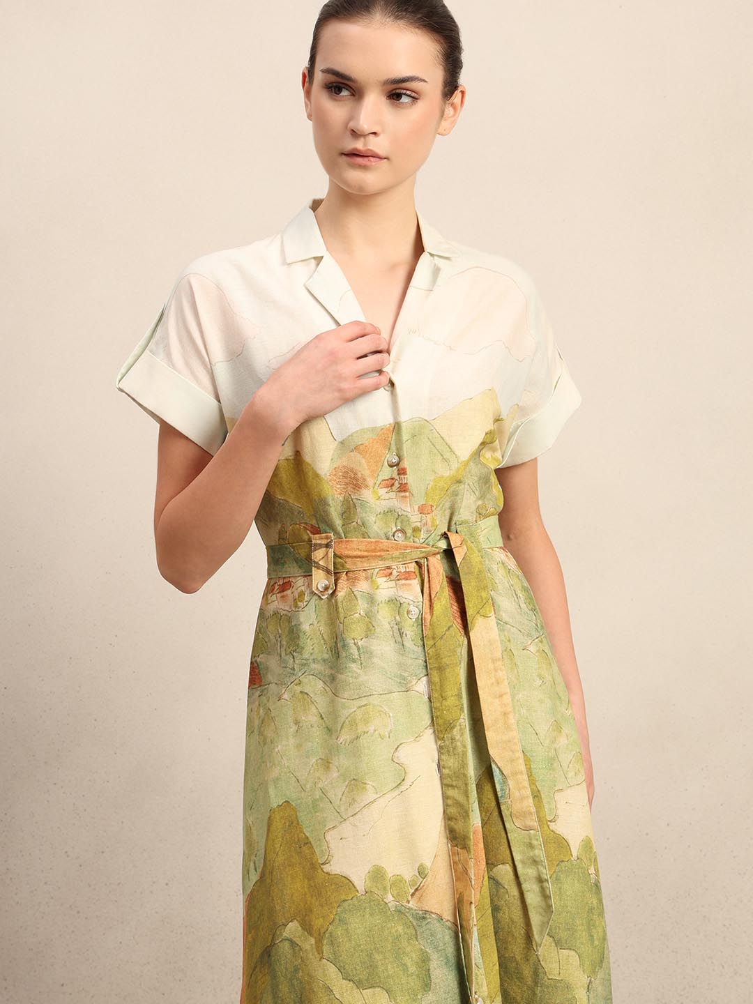 Off-White Landscape Printed Dress