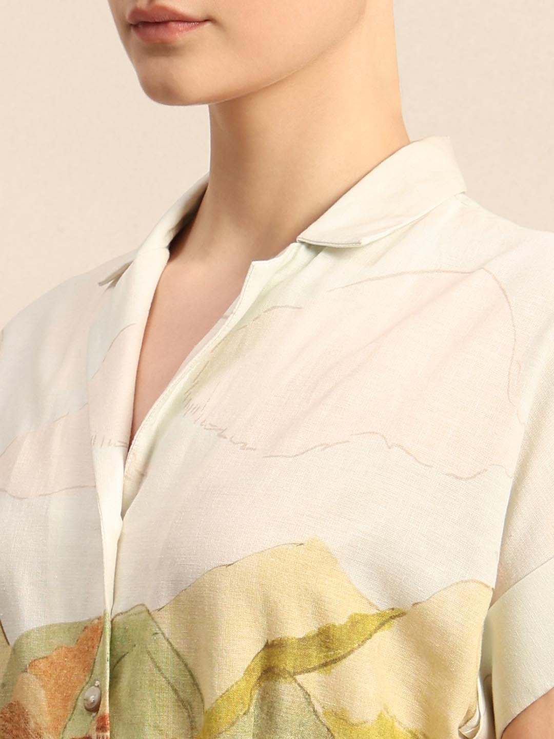 Off-White Landscape Printed Dress