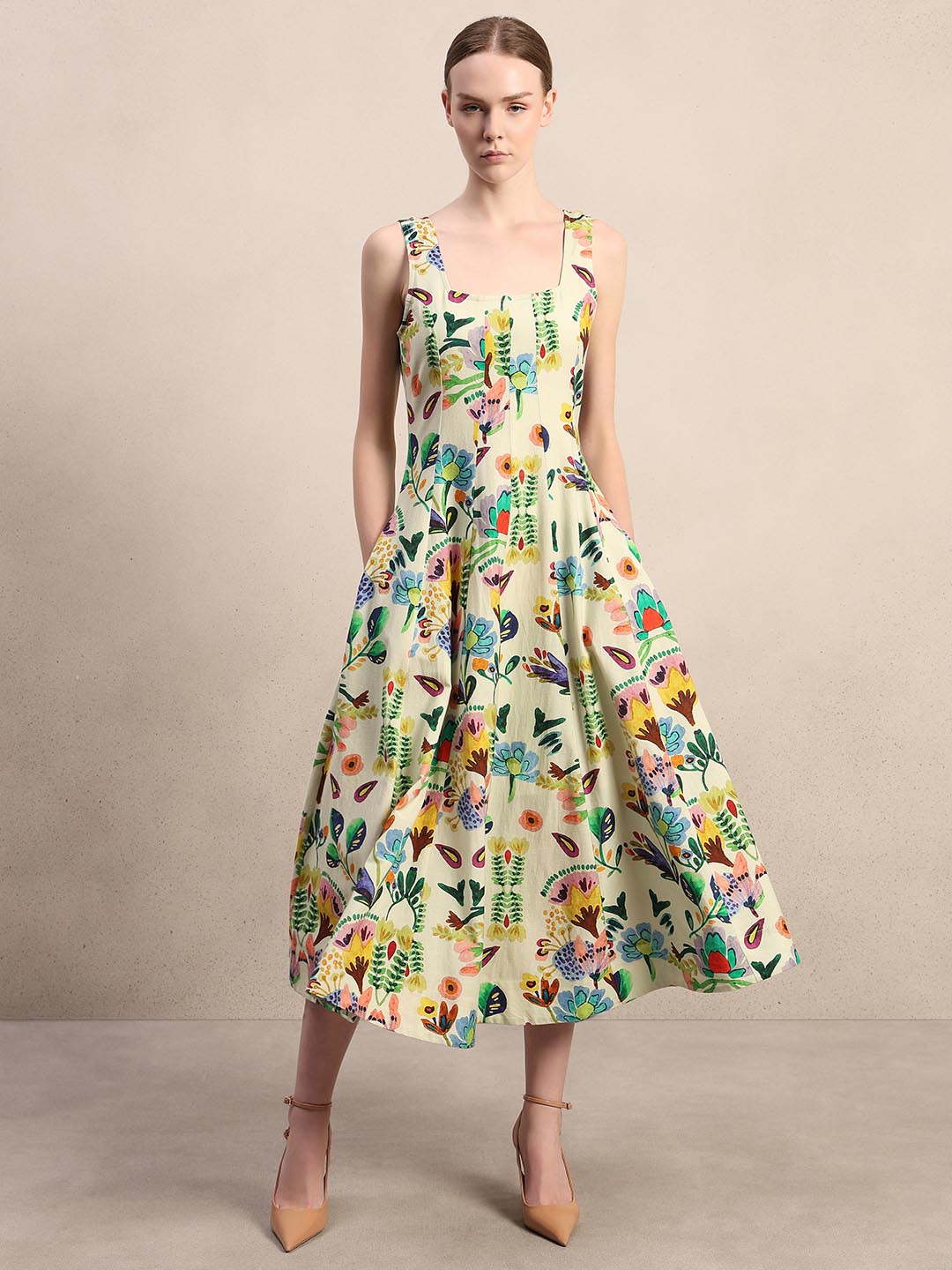 White Printed Midaxi Dress