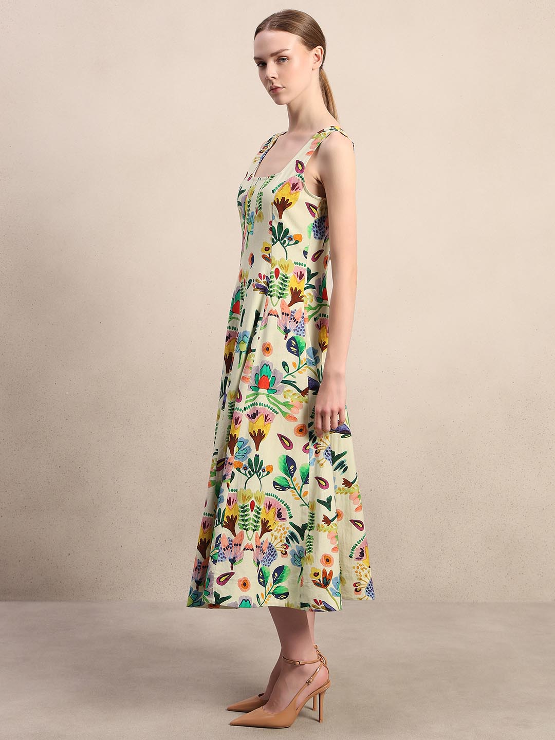 White Printed Midaxi Dress