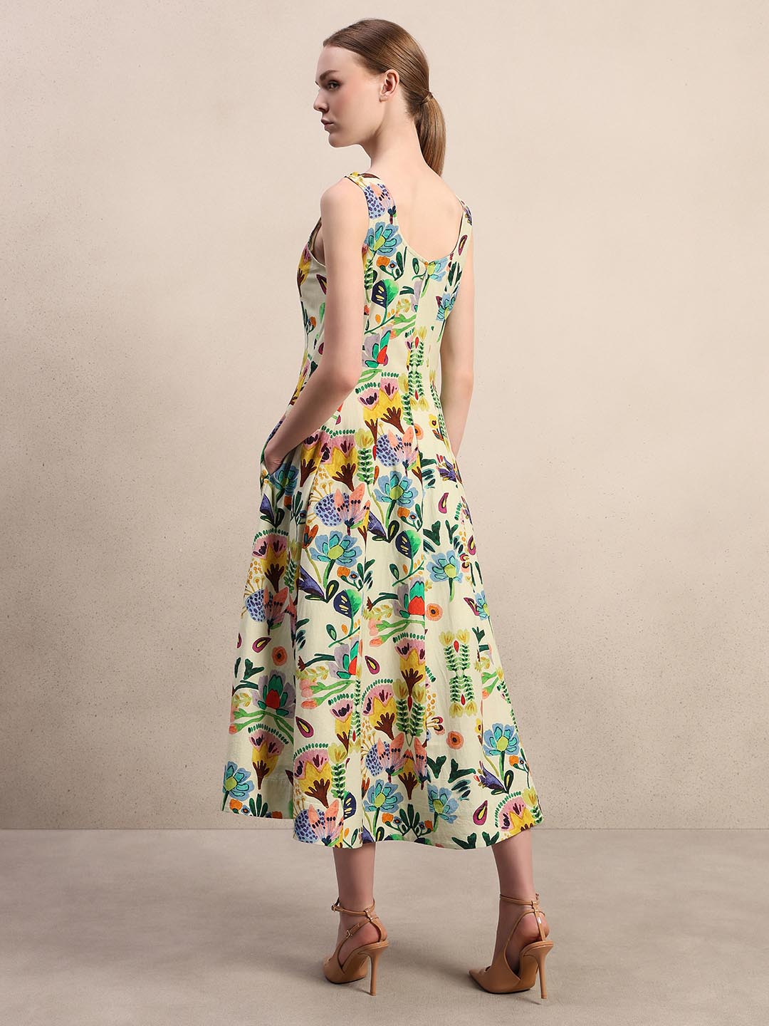 White Printed Midaxi Dress