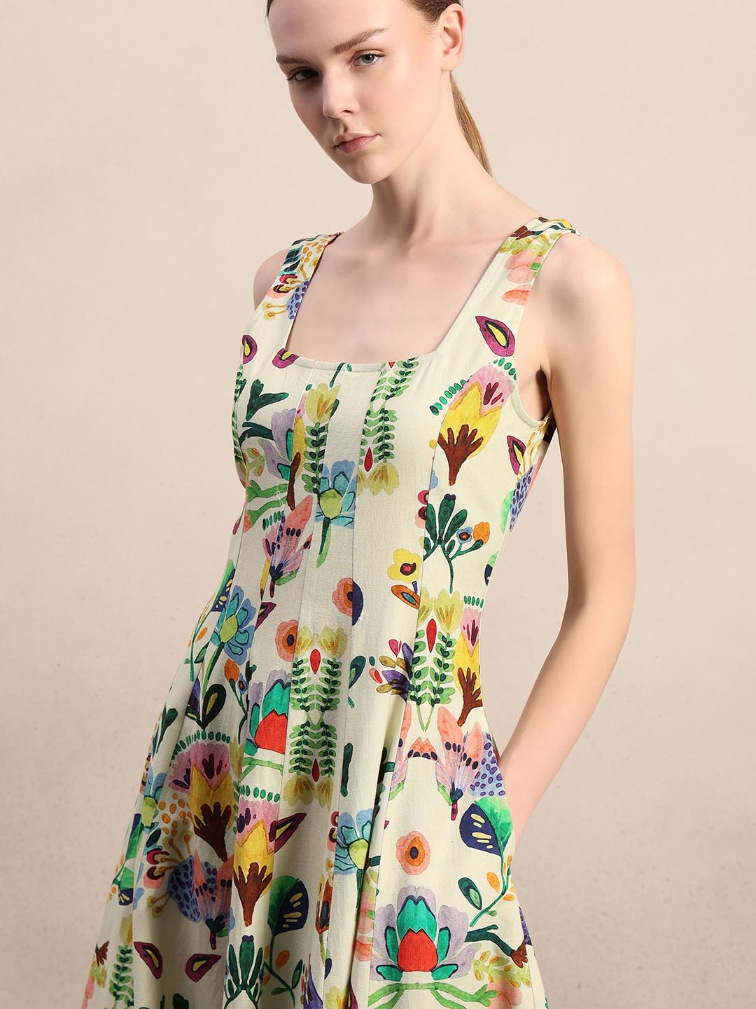 White Printed Midaxi Dress