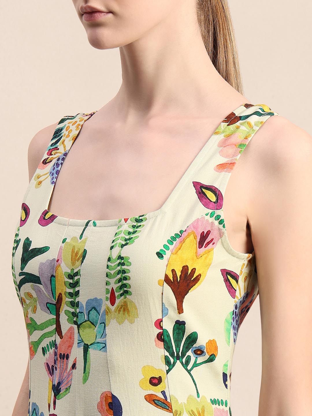 White Printed Midaxi Dress