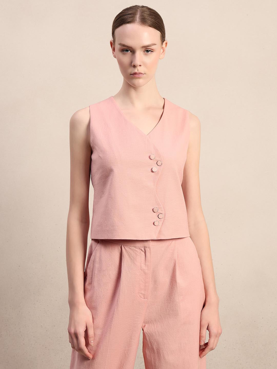 Pink Sleeveless Waistcoat