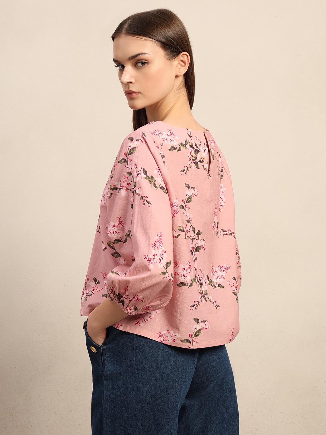 Pink Floral Print Top