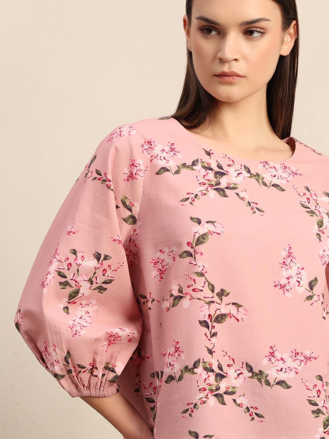 Pink Floral Print Top