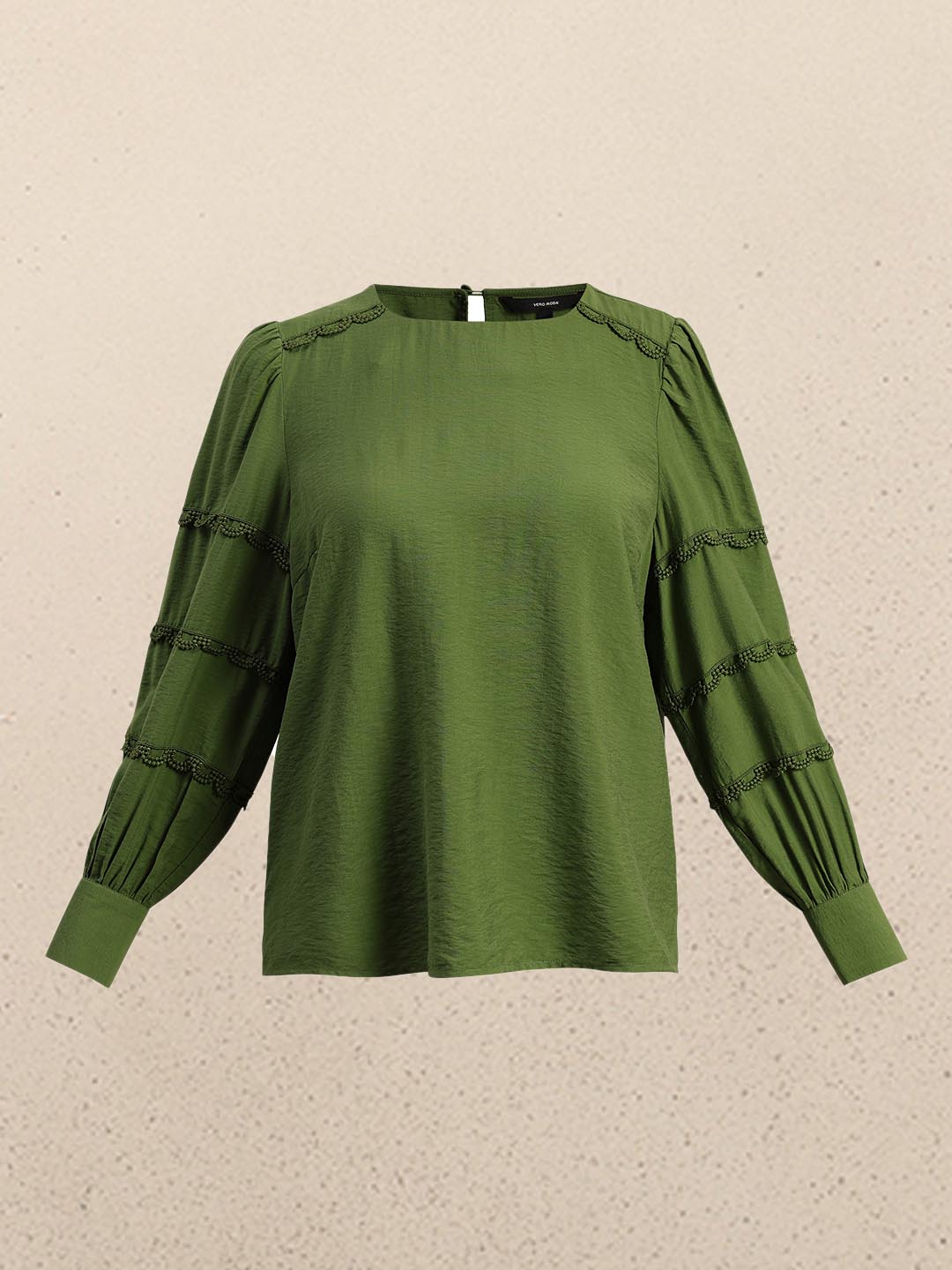 Green Lace Detail Full Sleeves Top