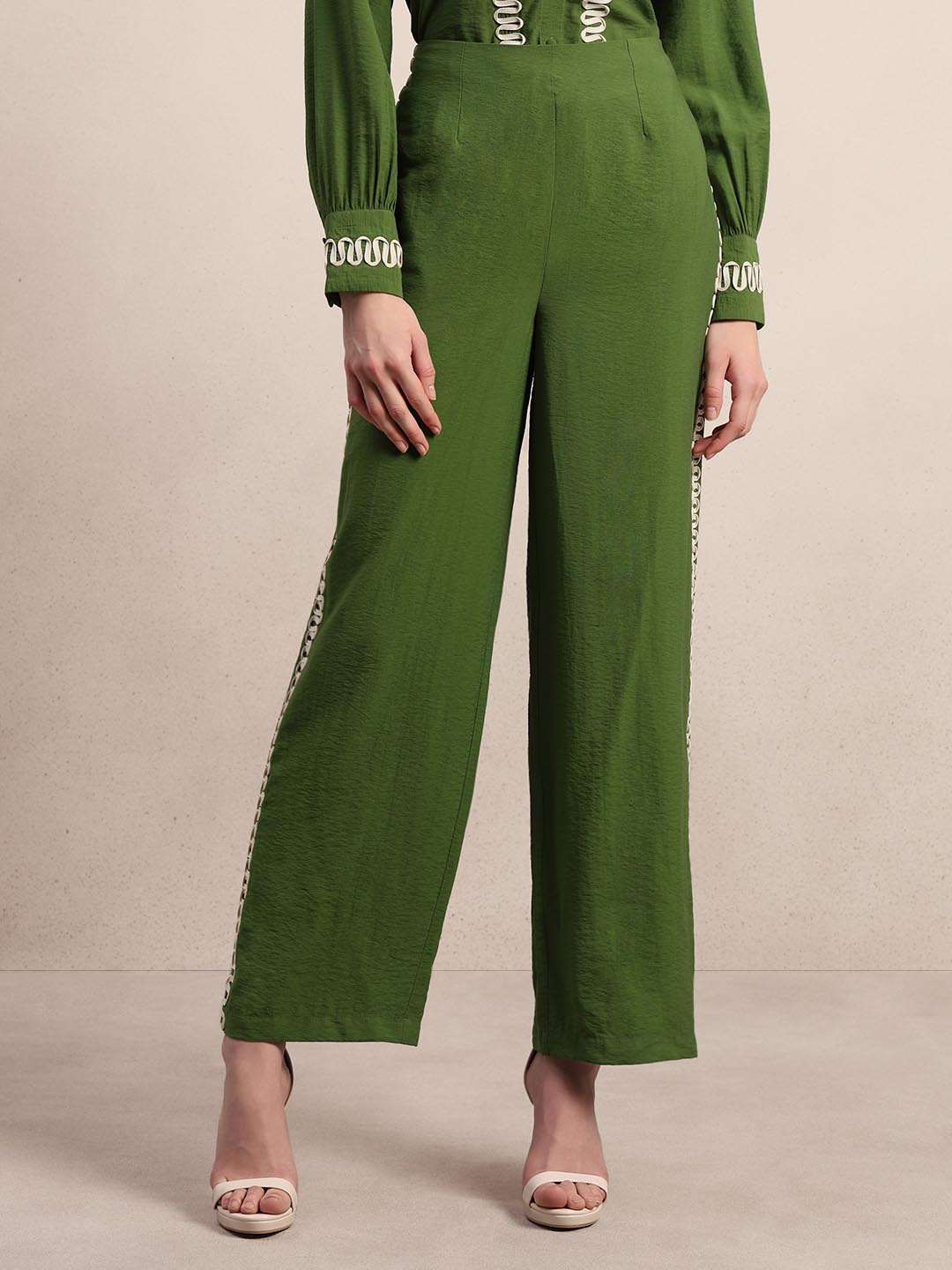 Green Ribbon Detailed Pants