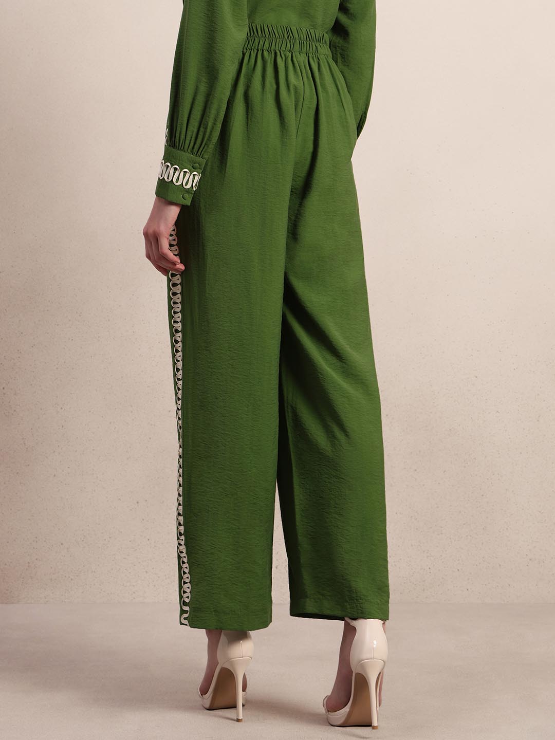 Green Ribbon Detailed Pants