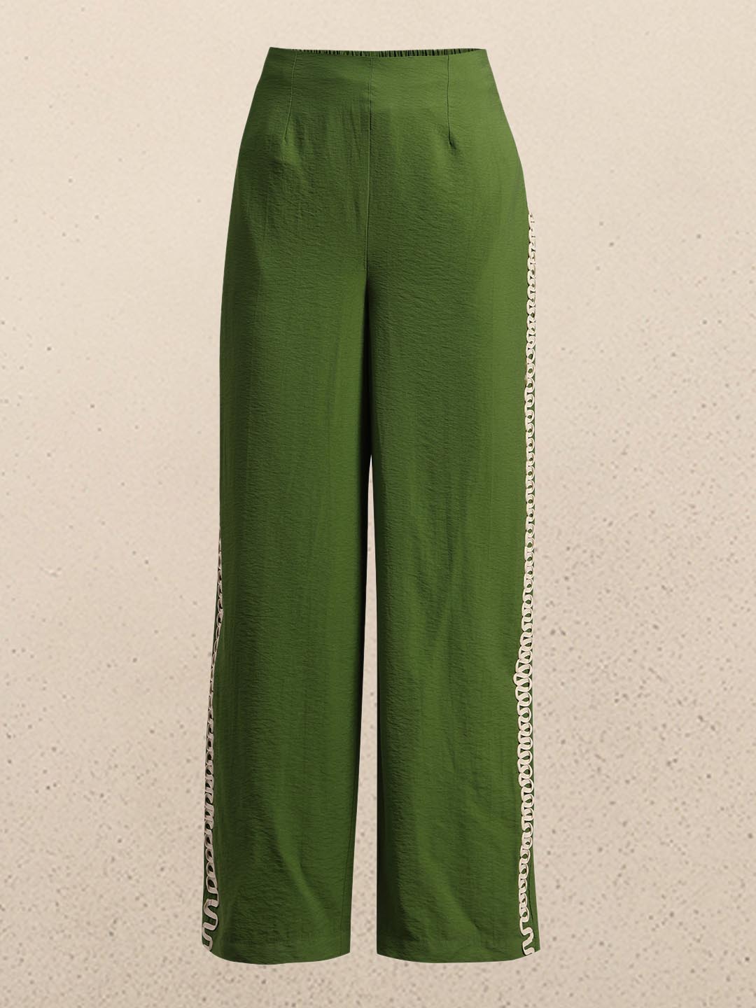 Green Ribbon Detailed Pants