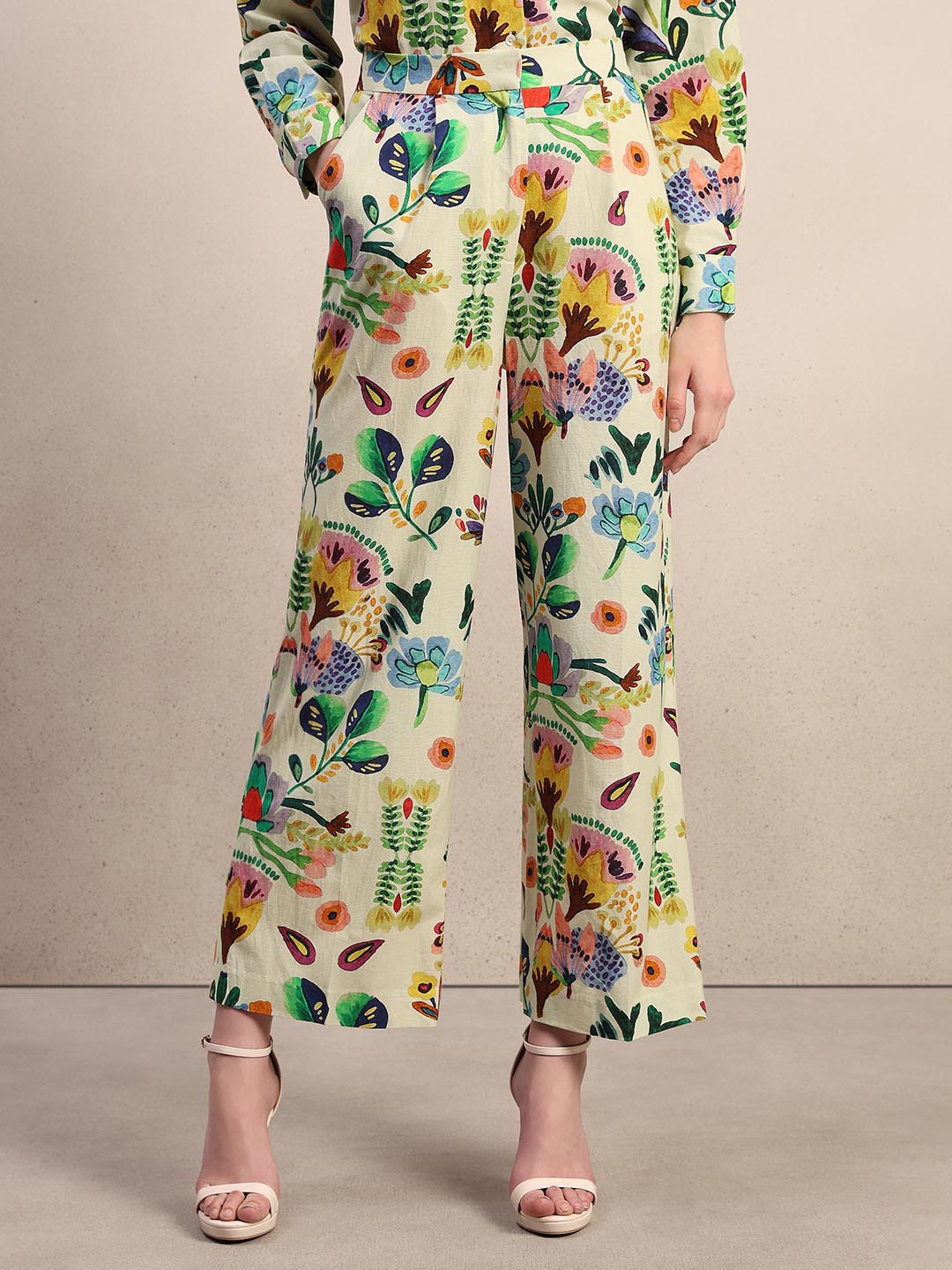 Multi-Colour Printed Straight Fit Pants