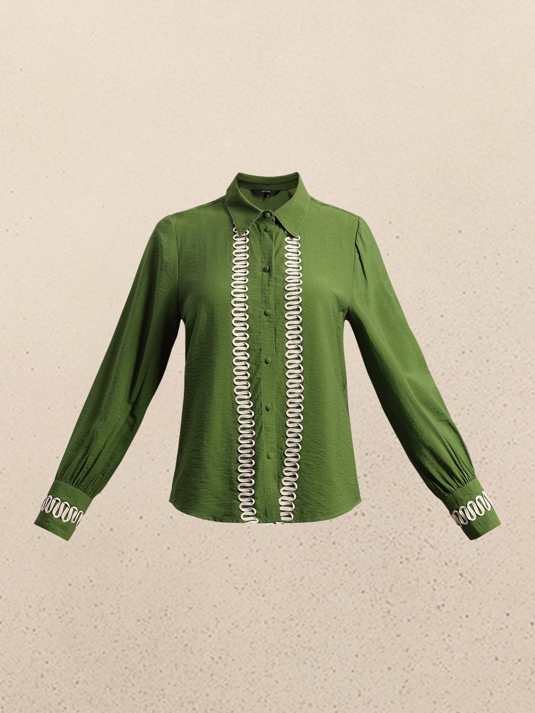 Green Ribbon Detailed Shirt