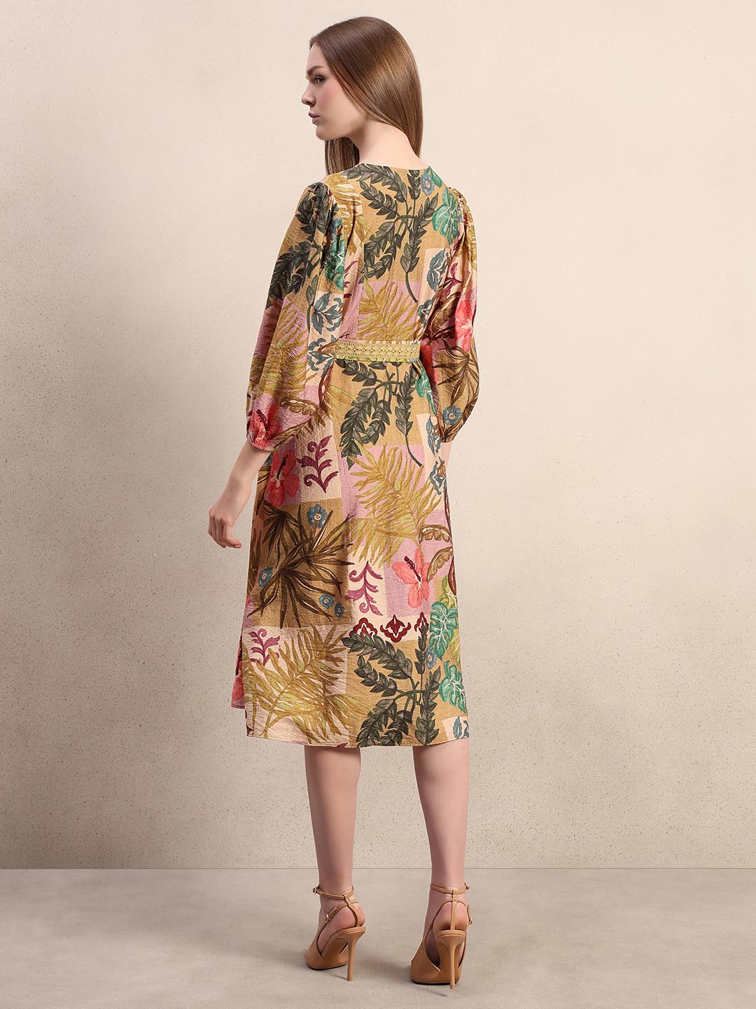 Multi-Colour Printed Midi Dress