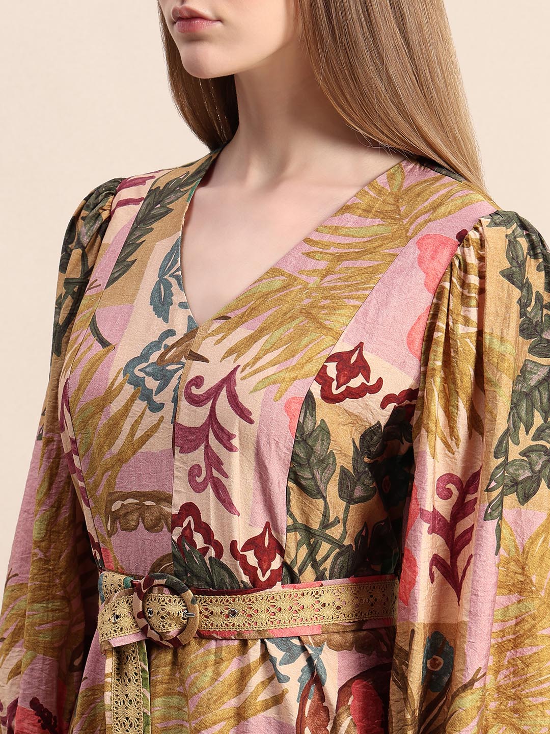 Multi-Colour Printed Midi Dress