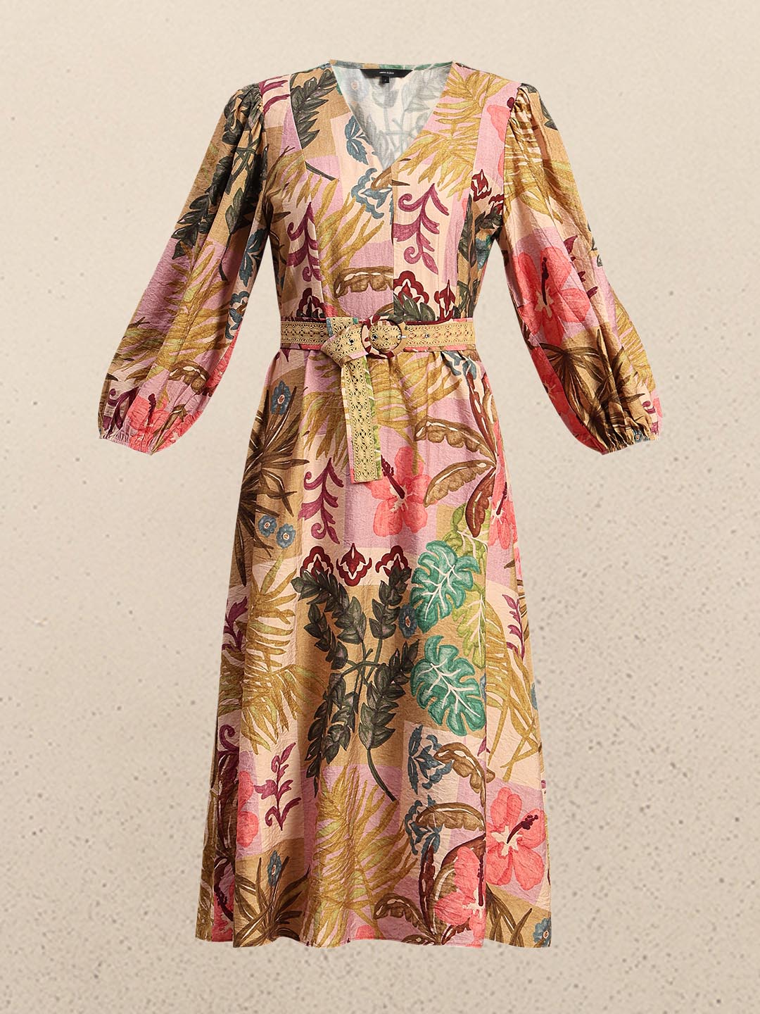 Multi-Colour Printed Midi Dress