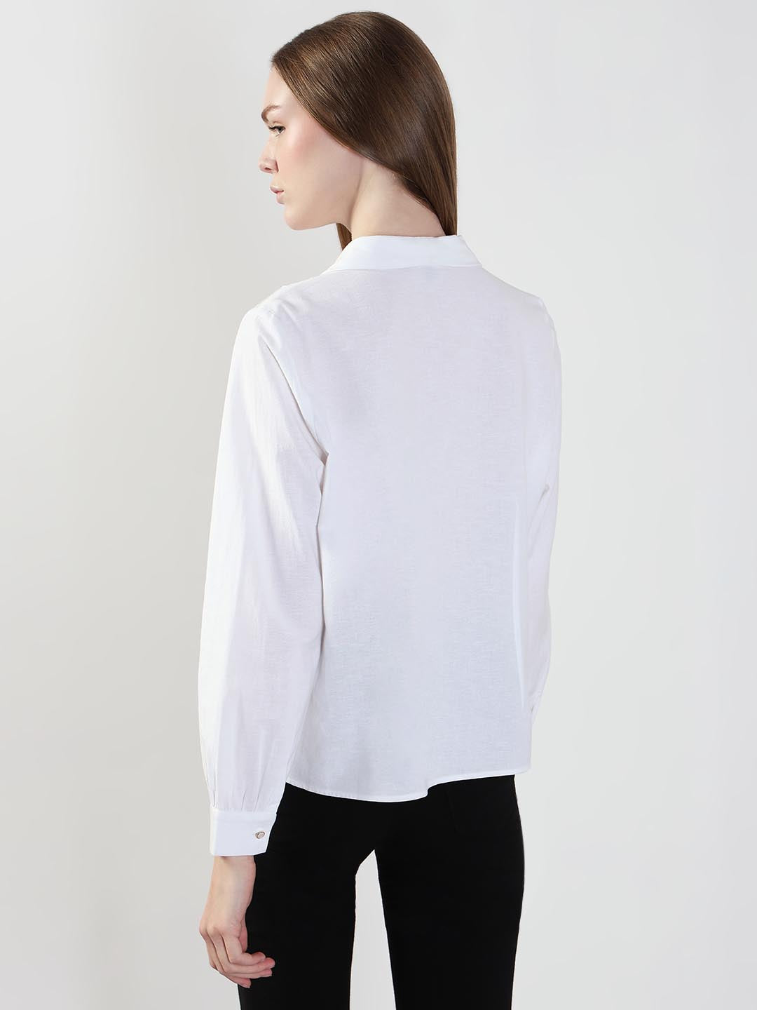 White Shawl Collar Shirt