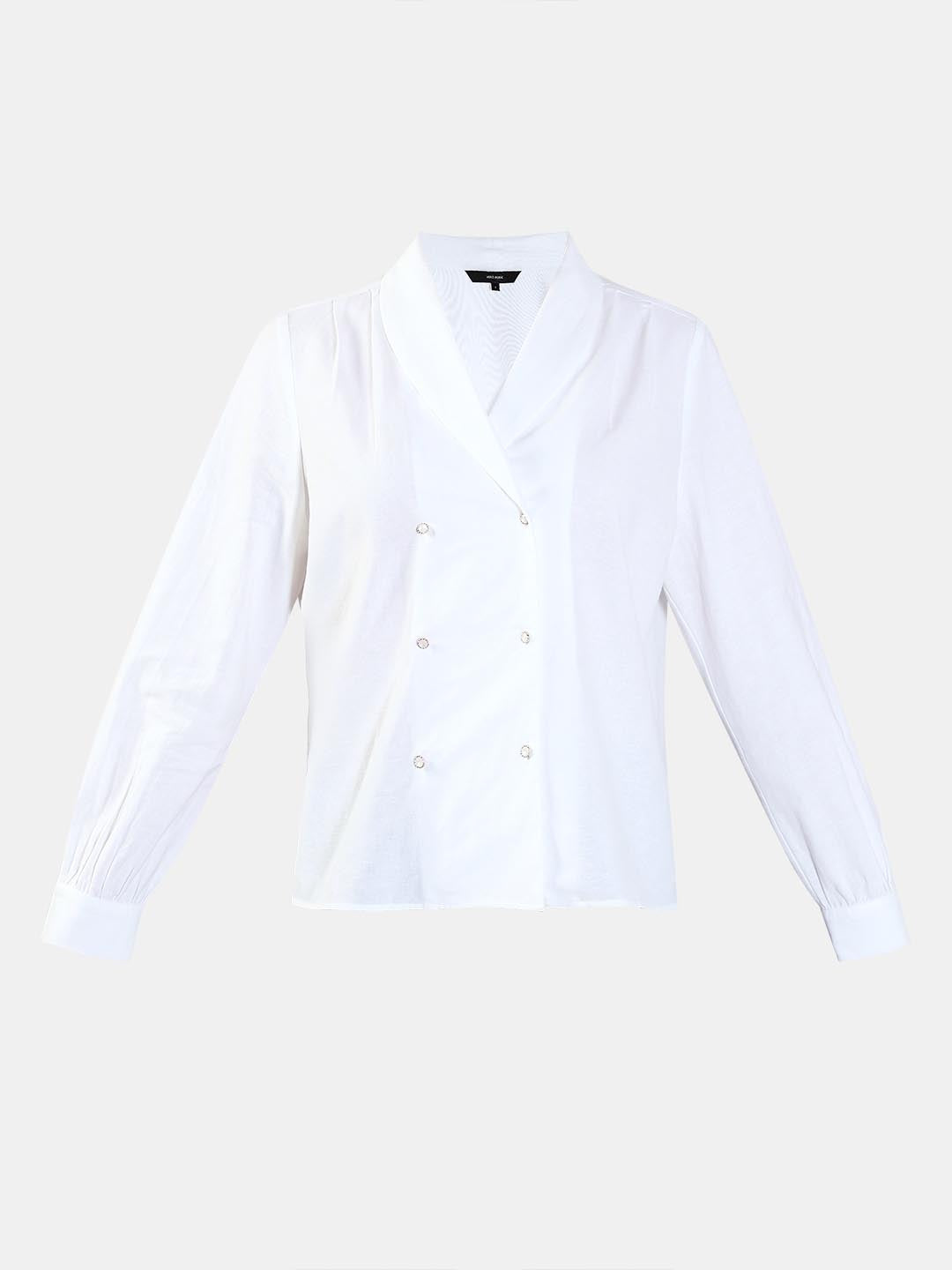 White Shawl Collar Shirt