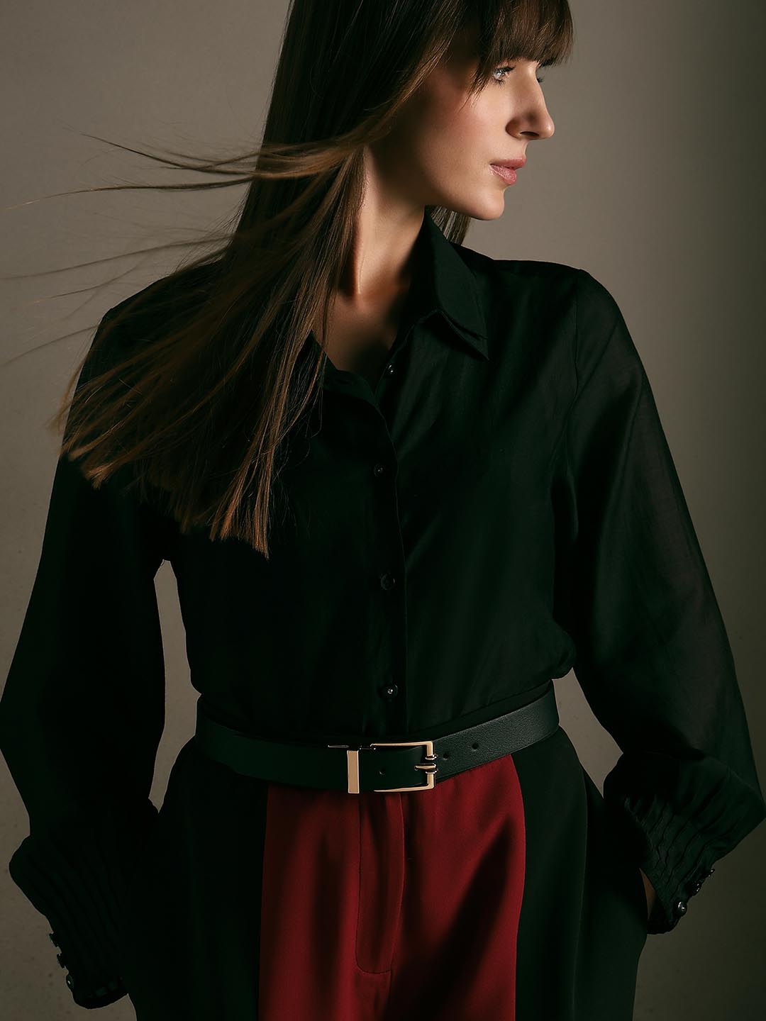 Black Golden Buckle Jeans Belt