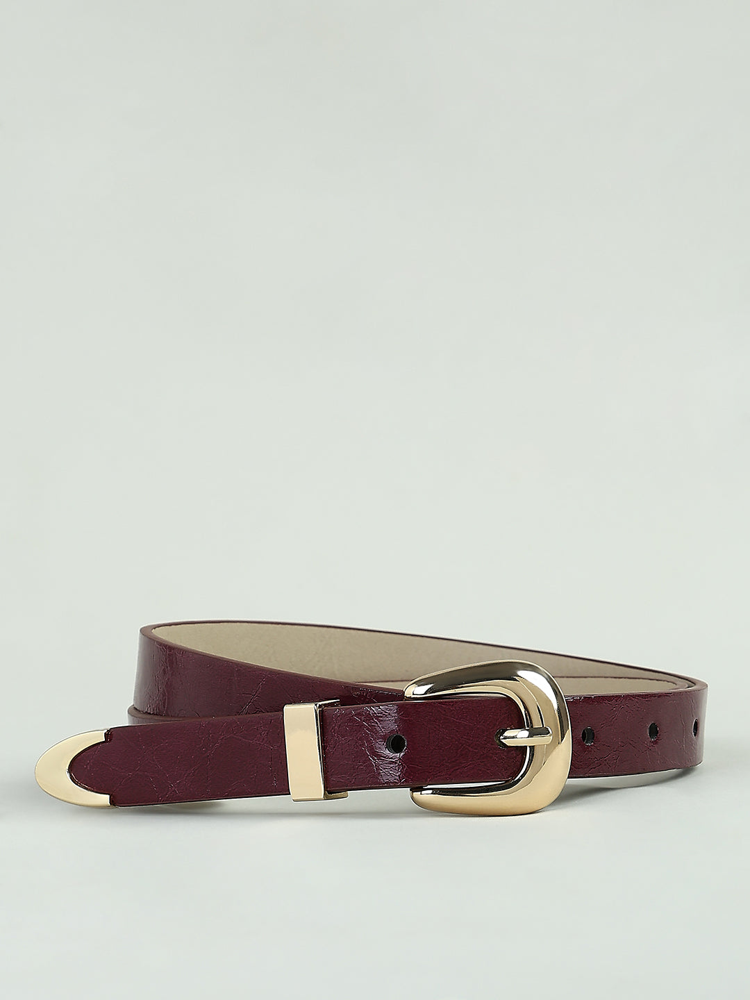 Burgundy Gold Buckle Belt