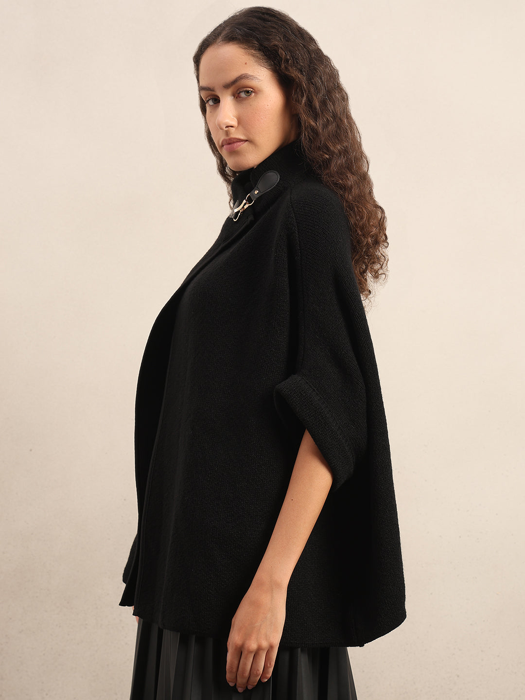 Black Knit Poncho