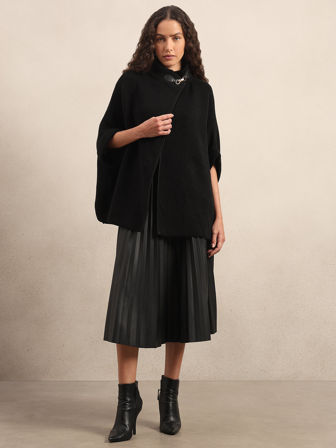 Black Knit Poncho