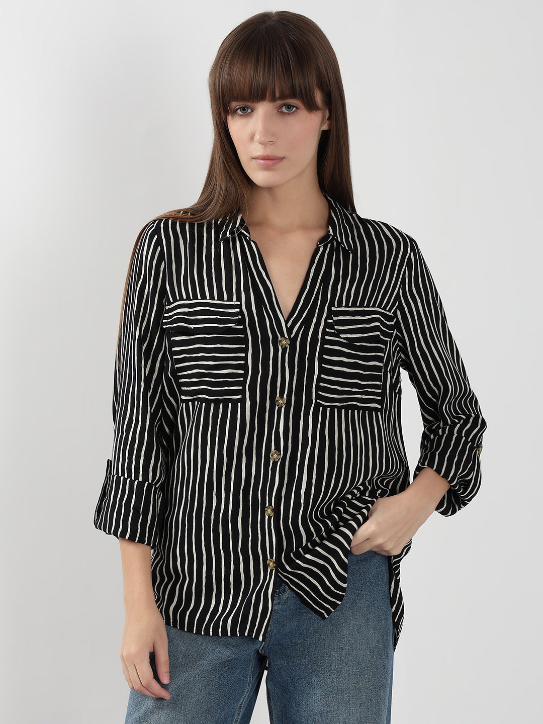 VERO MODA Black & White Striped Shirt